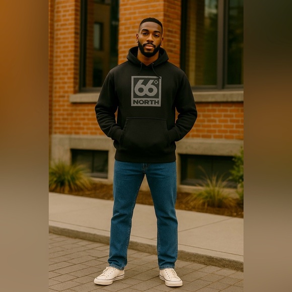 66 North Iceland Black Hoodie Size Small Sweatshirt - Picture 1 of 8